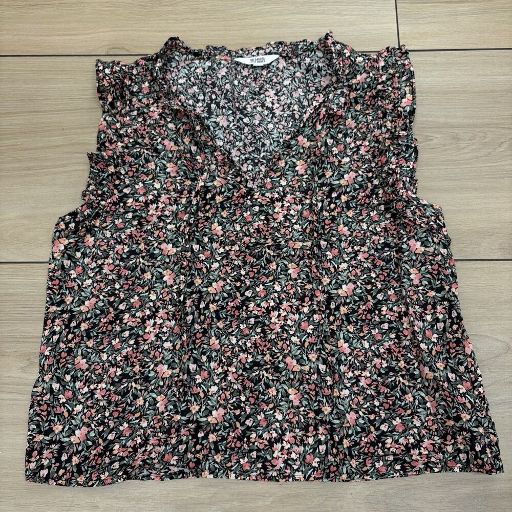 BB Dakota Womens Large Sleeveless Top Floral Pullover V Neck Blouse Steve Madden